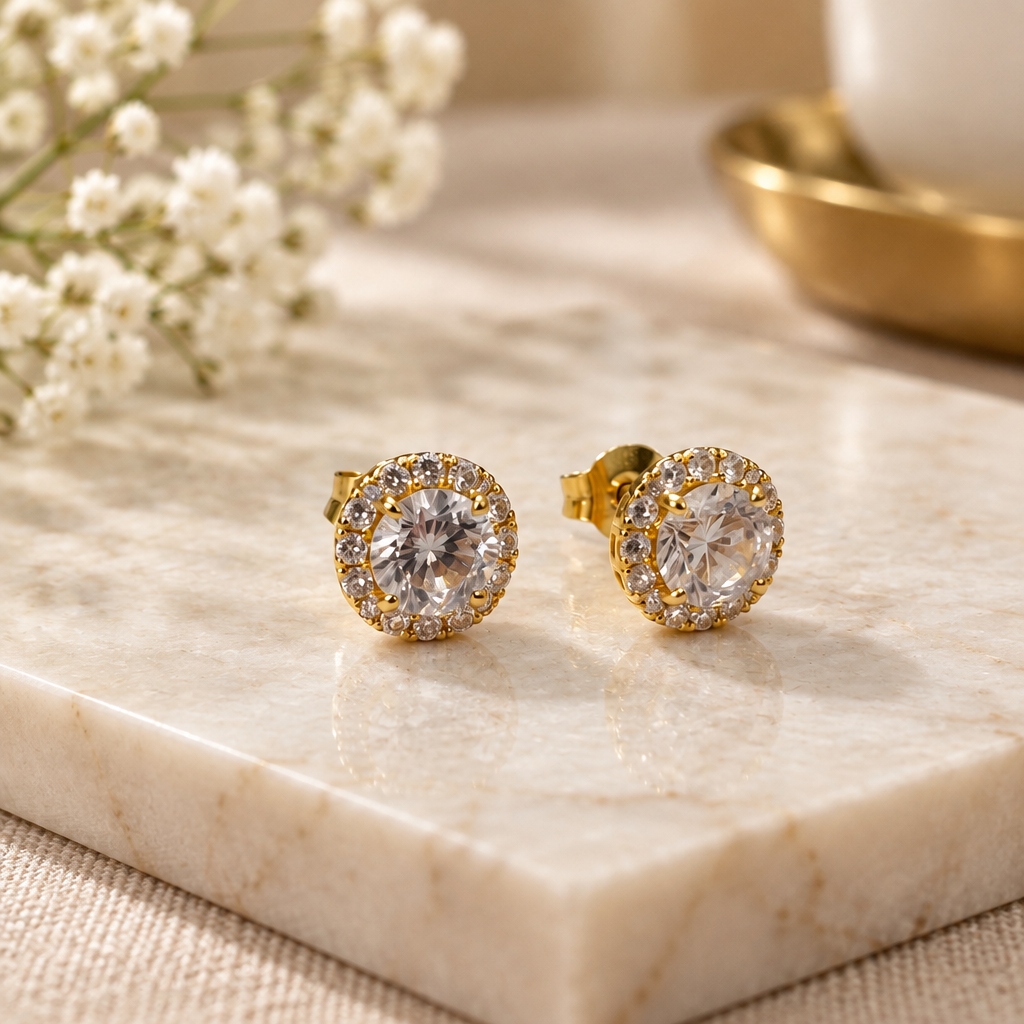 AI Jewellery Commercial Studio Photography on Polished Marble Plinth
