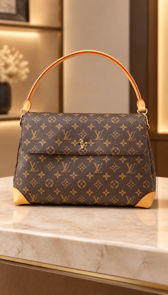 AI Leather Handbag Commercial Studio Showcase with Authentic Hardware